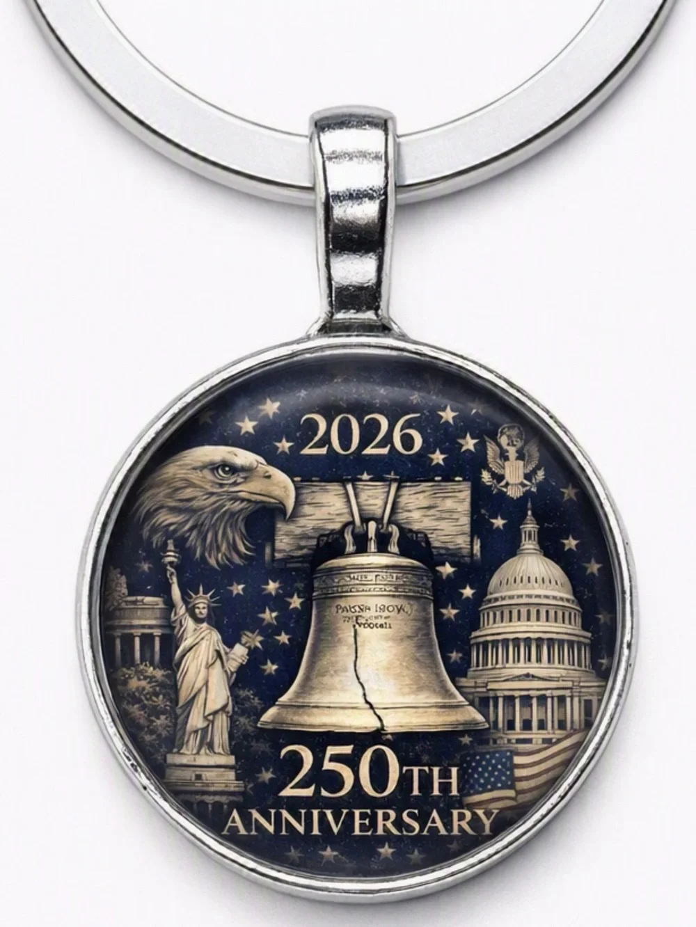 America 250 Anniversary Liberty Bell Keychain Gift Set Silver Tone New